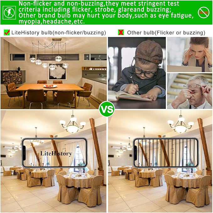 LiteHistory Dimmable g16.5 led Bulb e12 g16 1/2 led Candelabra Bulb 40w led Edison Bulb 2700K 400lm ac120v 4w g50 led Globe Bulb for Chandelier,Vanity and Ceiling Fan Light Bulbs 6Pack