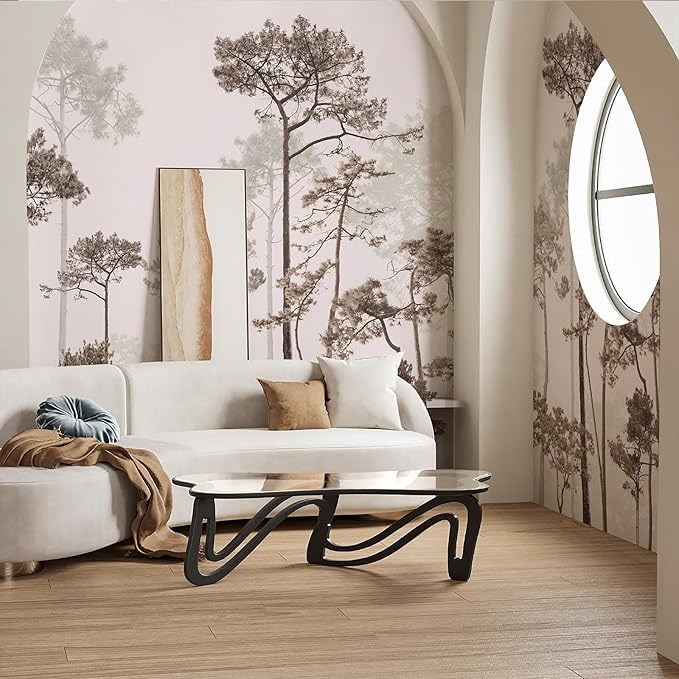 Vintage Forest Wallpaper Nature Woodland Wall Mural Peel and Stick (138" W x 98" H) Self-Adhesive Wallpaper for Bedroom Living Room Canvas Wall Paintings Large Nature Landscapes Murals