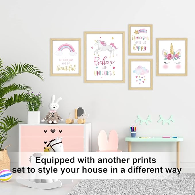 ArtbyHannah Framed Woodland Nursery Wall Decor, Multi-Size Cute Baby Wall Art Room Decor for Kids, Safari Adorable Jungle Animals Artwork Prints for Playroom Bedroom Baby Shower Decoration(4 Pack)