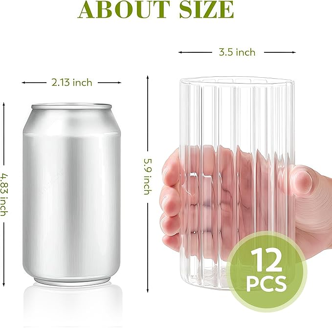 Ribbed Glass Vase Set of 12 Packs, Propagation Vases for Plants, 6 Inches Glass Cylinder Vases for Centerpieces, Hurricane Candle Holder for House Warming Decoration Party