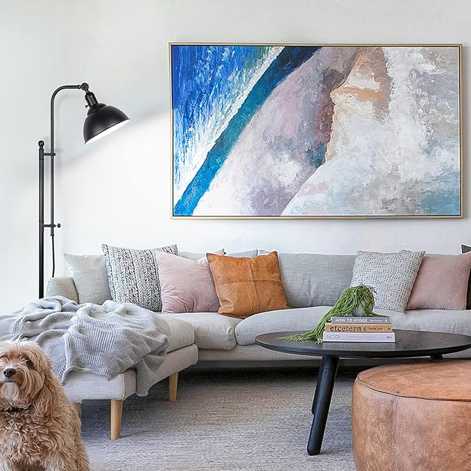 Industrial Floor Lamp, 3 Color Temperature Rustic Lamps in Aged Bronze, Adjustable Height & Head Standing Reading Lights for Bedroom