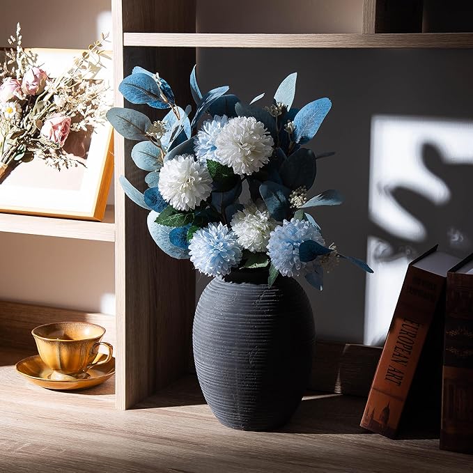 8 Inch Ceramic Rustic Flower Vase - Christmas Decorative Vases - Pottery Vase Home Decor, Vintage Terracotta Vase for Home Decor, Farmhouse House Shelf Decor Farmhouse Table, Lyeec