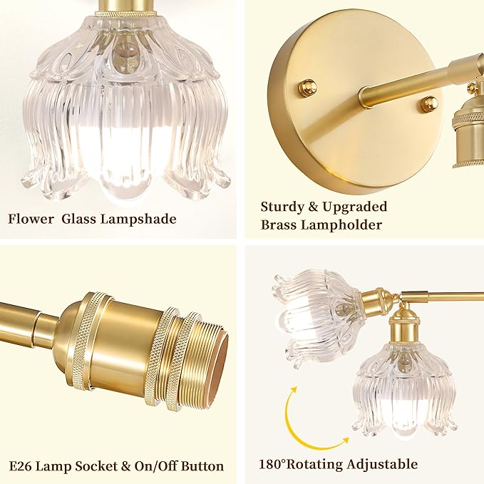 Battery Operated Wall Sconce with Remote Control,Vintage Wall Lamp with Flower lampshade,Rechargeable Battery Powered Wall Lights with 15 Colors for Beside Bedroom Living Room Doorway,Set of 2