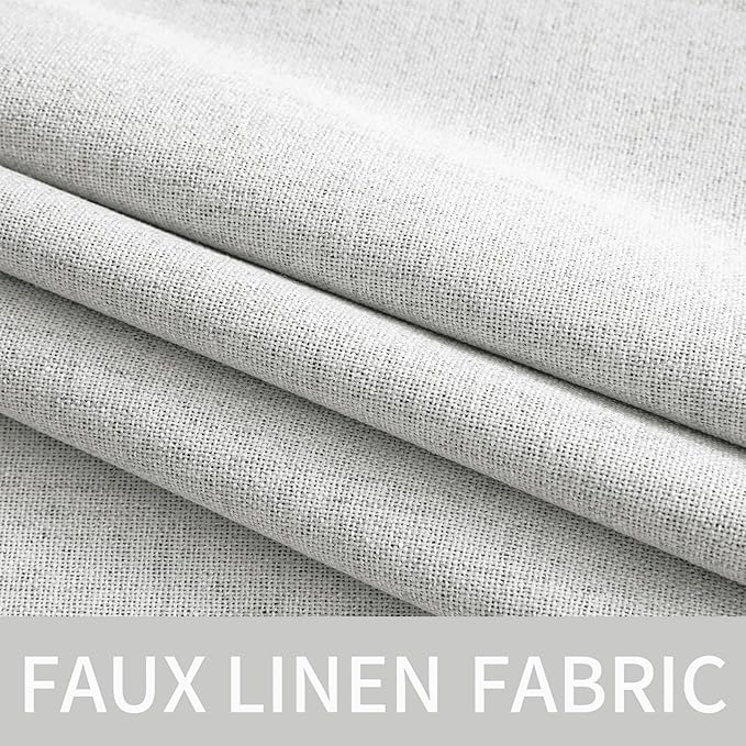 MIULEE 100% Blackout Linen Textured Curtains for Bedroom Solid Thermal Insulated Heathered White Grommet Room Darkening Curtains & Drapes Luxury Decor for Living Room Nursery 52 x 96 Inch (2 Panels)