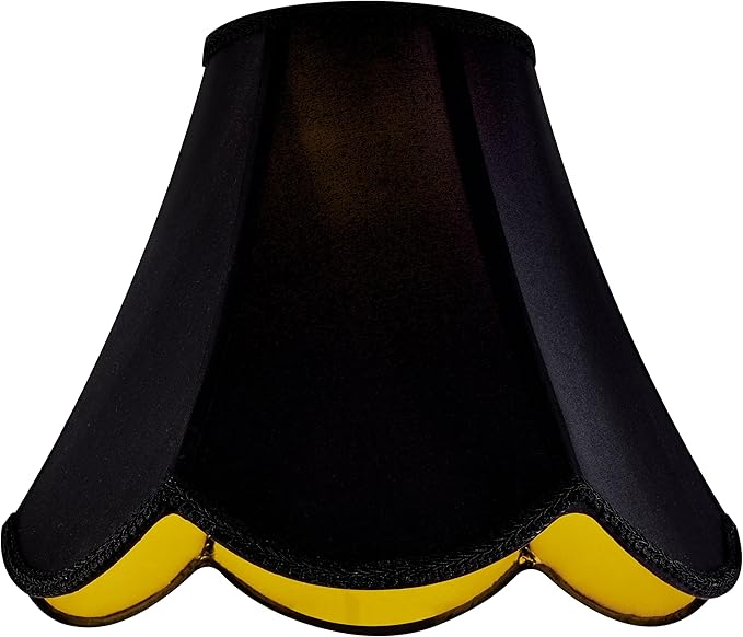 GO&SO Black Bell Lamp Shades Set of 2 (Petal Edge Braid) Scalloped Lamp Shade,6"Top x 13"Bottom x 10.6"Vertical Height (Spider) Replacement Lamps Shades for Table Lamp,Floor Lampshade,Easy Assembly