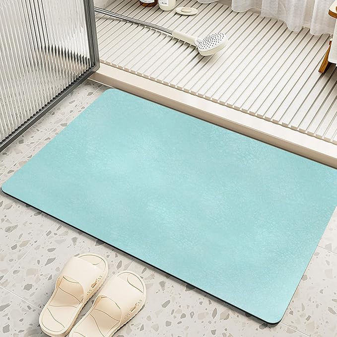 Extra Long Bathroom Rugs Diatomaceous Earth Bath mat Super Absorbent Quick Dry Non Slip Bath Mat Thin Runner Rug Fit Under Door-Shower Rug for in Front of Bathtub Shower, Green, 23.6"x66.9"