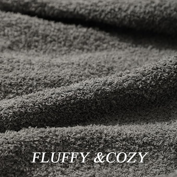 bearberry Super Soft Fluffy Throw Blanket Lightweight Cozy Warm Throw Blankets for Couch Bed Sofa All Season (Dark Grey, 53”x71”)