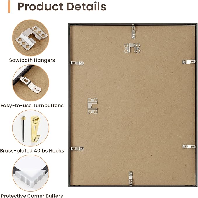 16x20 Metal Picture Frame Black, Aluminum Poster Frame with Removable Mat for 11x14 Photo, 16 x 20 Thin Hanging Frames, Simple and Elegant Decor for Wall Mounting, 1 Pack