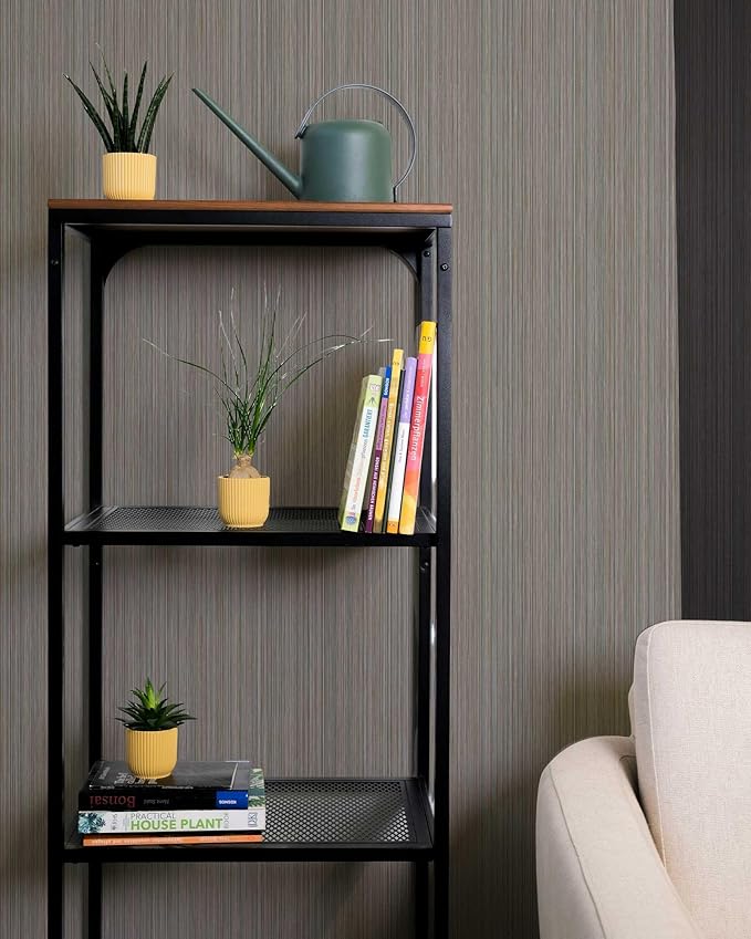 20.8" x 196.8" Thick Peel and Stick Grasscloth Wallpaper, Grey Linen Wallpaper Self-Adhesive Fabric Wall Paper