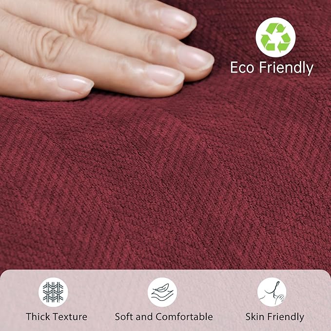 ZWJD Burgundy Pillow Covers 20x20 Set of 2 Chenille Throw Pillow Covers with Elegant Design Soft and Luxurious Decorative Throw Pillows for Couch, Bed, and Home Decor