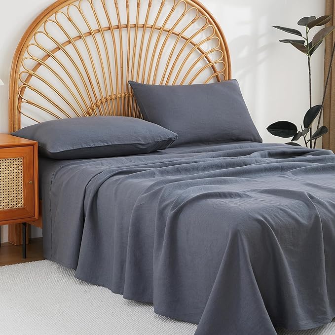 100% French Linen Pillowcase Set of 2, Breathable Envelope Closure Soft Linen Pillow Cover,Soft Luxury Hotel & Home Use, Gift