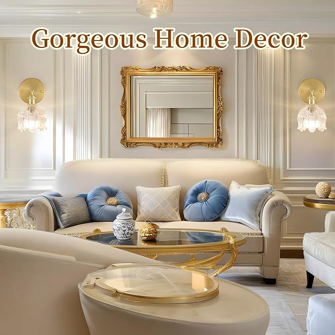 Battery Operated Wall Sconce with Remote Control,Vintage Wall Lamp with Flower lampshade,Rechargeable Battery Powered Wall Lights with 15 Colors for Beside Bedroom Living Room Doorway,Set of 2