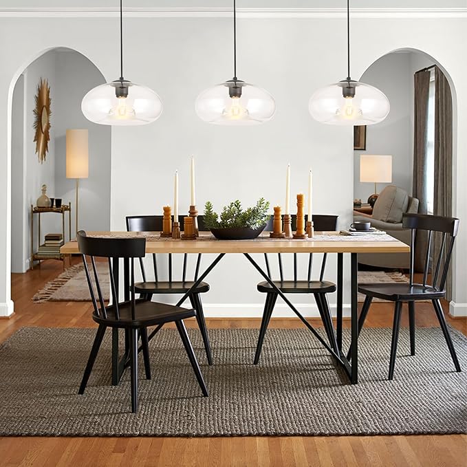 Clear Glass Pendant Lights Kitchen Island Lighting Globe Pendant Light Fixtures IIndustrial Vintage Pendant Lighting for Kitchen Island Bedroom Living Dining Room Light Fixture