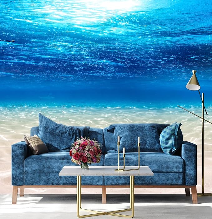 Undersea Landscape Wall Mural Deep Sea Natural Wallpaper for Bedroom Living Room (Not Peel n' Stick)