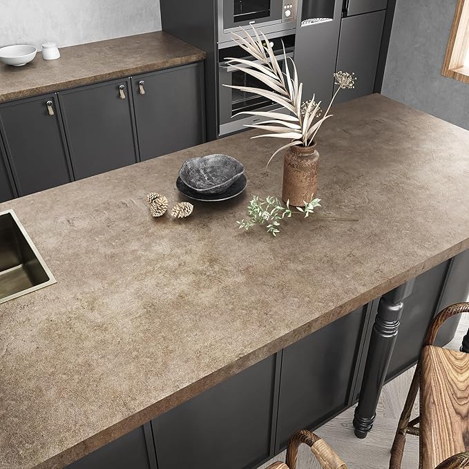 VEELIKE Grunge Metallic Wallpaper Brown Concrete Wallpaper Peel and Stick Removable Industrial Wall Paper for Bedroom 32''x354'' Self Adhesive Waterproof Concrete Contact Paper for Countertops Walls