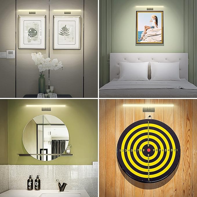 Black Picture Light, Battery Operated Painting Lighting with Remote,16 inch Led Art Lamp, Wirelless Wall Lamp,Rechargeable Picture Frame Light,Cordless Gallery Light