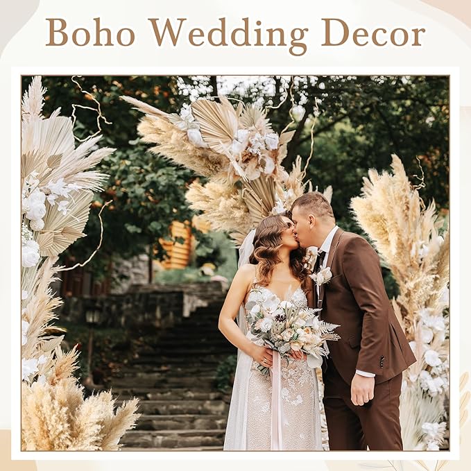 50 Stems 32 Inch Fluffy Pampas Grass Decor Tall Natural Dried Flowers Bouquet for Boho Home Decorations, Large Phragmites for Floor Vase, Wedding Floral Arrangements, Farmhouse