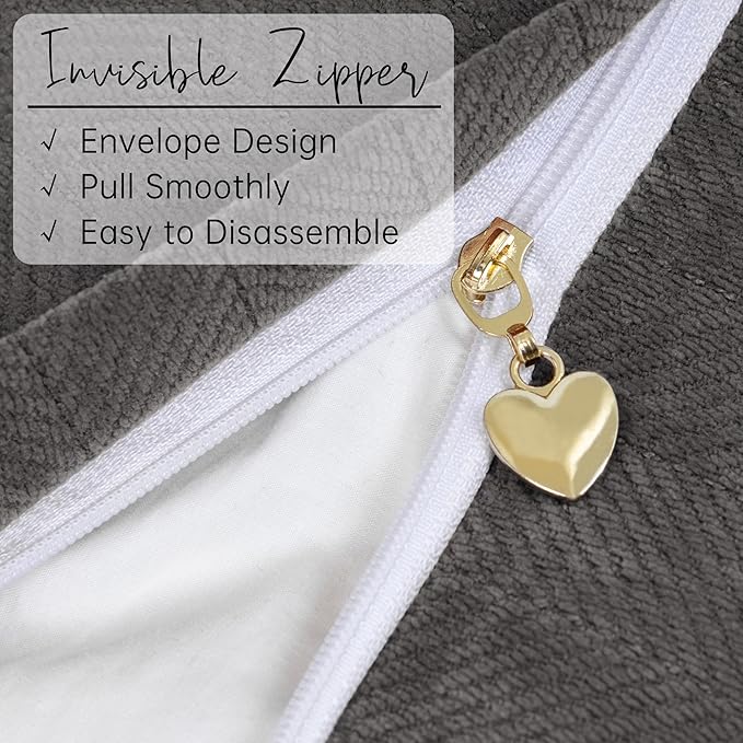 ZWJD Rustic Gray Pillow Covers 26x26 Set of 2 Chenille Throw Pillow Covers with Elegant Design Soft and Luxurious Decorative Throw Pillows for Couch, Bed, and Home Decor