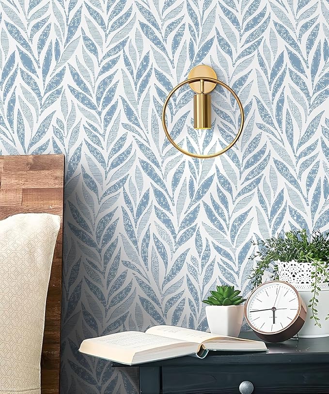 Safiyya 787"x17.3" Blue Peel and Stick Wallpaper Boho Contact Paper Modern Stick on Wallpaper for Bathroom Adhesive Kitchen Wall Paper Vinyl Rolls