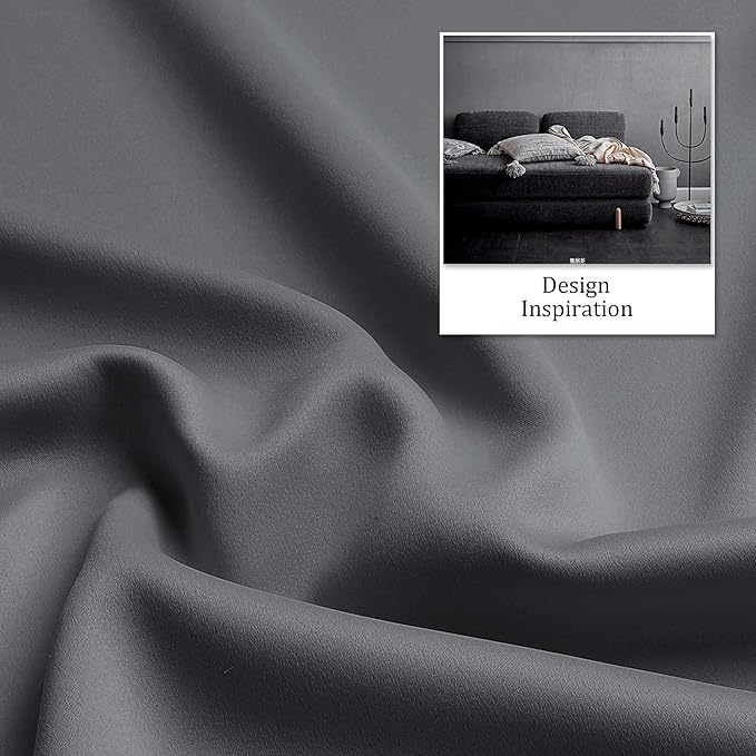DUALIFE Medium Grey Blackout Curtains Thermal Insulated Room Darkening Blackout Curtains for Bedroom/Living Room 38 by 45 Inch Long,2 Panels,Dove Grey, Grommet Top