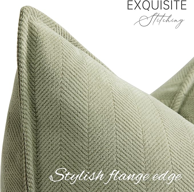 ZWJD Sage Green Pillow Covers 12x20 Set of 2 Chenille Throw Pillow Covers with Elegant Design Soft and Luxurious Decorative Throw Pillows for Couch, Bed, and Home Decor