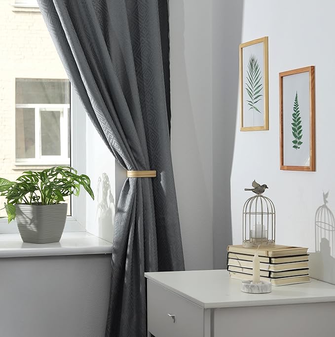 Wood Curtain Holdbacks - Set of 2 Modern Farmhouse Holdback for Drapes, Hooks for Walls, Curtains Tiebacks Wall Mount, Wooden Curtain Pullbacks Hook, Drapery Holders, Home Decor