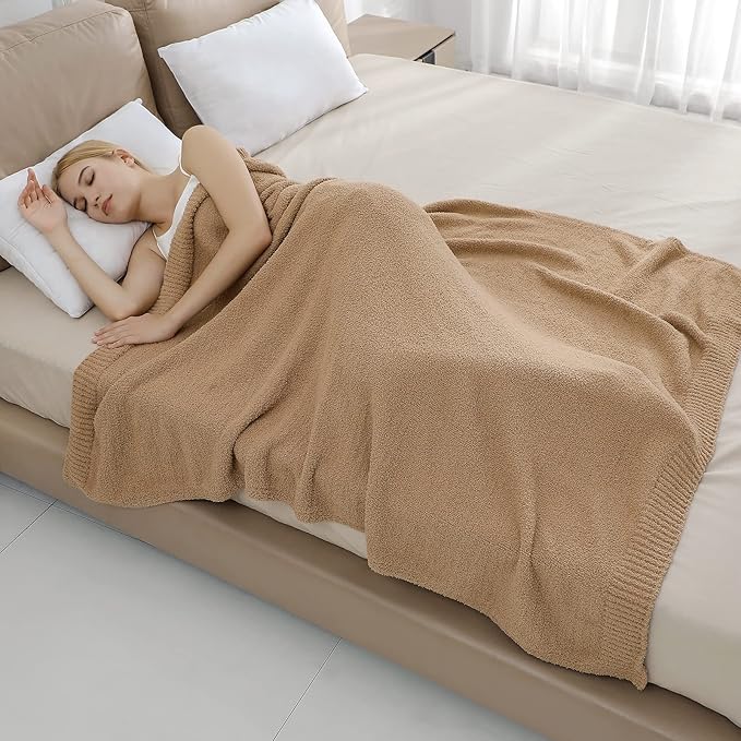 bearberry Super Soft Fluffy Throw Blanket Lightweight Cozy Warm Throw Blankets for Couch Bed Sofa All Season (Camel, 53”x71”)