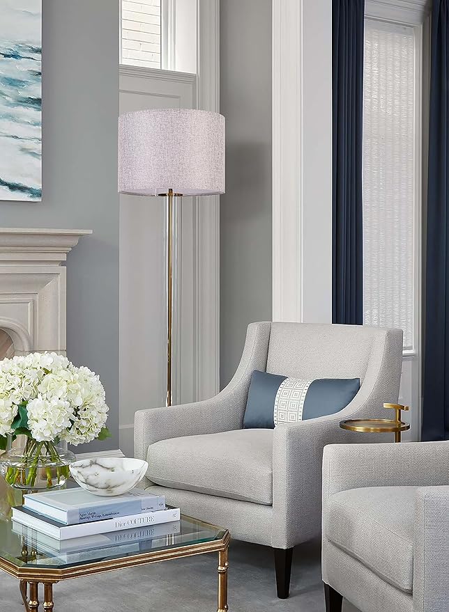 Wellmet 16"x16"x12" Assembly Required Lampshade for Table Lamp, Bedside Lamp, Floor Lamp, Fabric Drum Lampshade Classic Modern Style, Spider Fitter, Grey