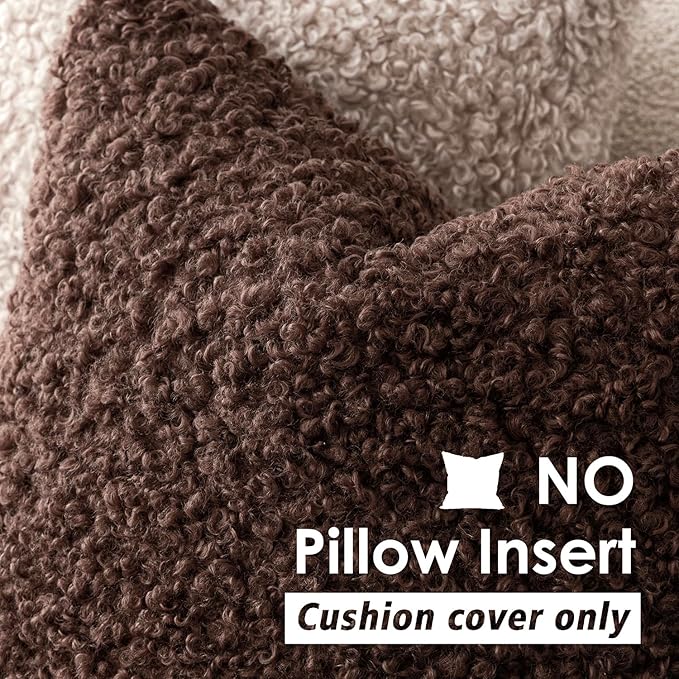 Foindtower 2 Pieces 20x20 Inch Red Brown, Faux Fur Throw Pillow Cover Accent Sherpa Furry Pillow Covers Fuzzy Soft Pillowcases Cozy Sheepskin Decorative Fleece Cushion Case for Bed Couch Living Room