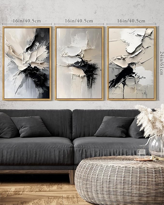 KUVIOKE Navy Blue Abstract Framed Wall Art Minimalist Graffiti Pastel Wall Decor Modern Neutral Color Block Illustration Painting Brush Stroke Art Home Decor 16x24in (Natural Framed)