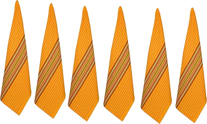 Urban Villa Kitchen Towels Waffle Stripes Dish Towels for Kitchen Mustard Color Set of 6 Kitchen Towels Highly Absorbent 100% Cotton Over Sized 20X30 in with Mitered Corners Kitchen Hand Tea Towels