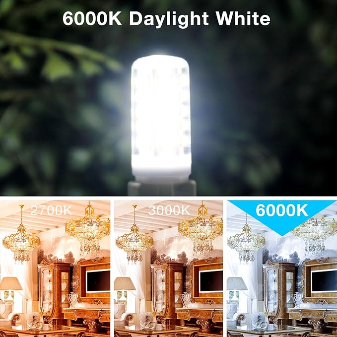 DAYBEETER 12 Pack Dimmable G9 LED Bulb 4W (40 Watt Equivalent), 6000K Daylight White, G9 Halogen Bulb T4 G9 Bi-pin Base Light Bulbs for Chandelier,120V 450LM 360 Beam Angle No-Flicker G9 Bulb