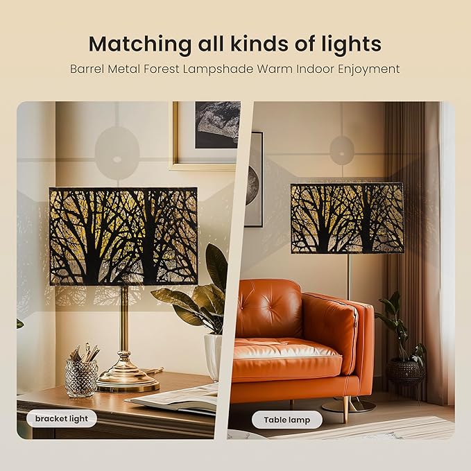 Metal Square Lampshade 8''Top X 14'' Bottom X 9'' Height Lamp Shade Fits For Bedroom Living Room And More Spider Fitter