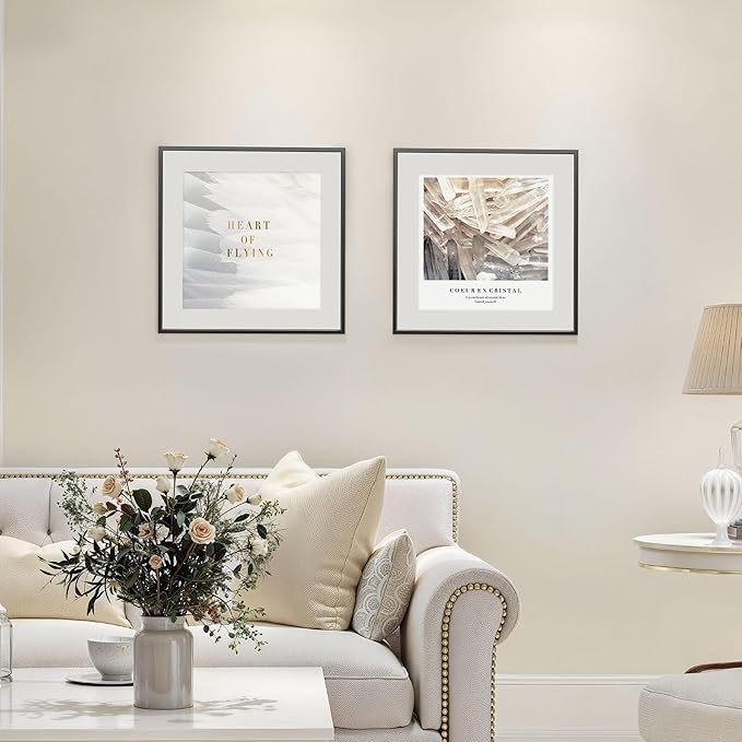 12x12 Metal Picture Frame Black, 12x12 Durable Thin Aluminum Photo Frames with Removable Mat for 8x8 Photo, Wall Hanging Metal Poster Frame with High Definition Plexiglass, Set of 1