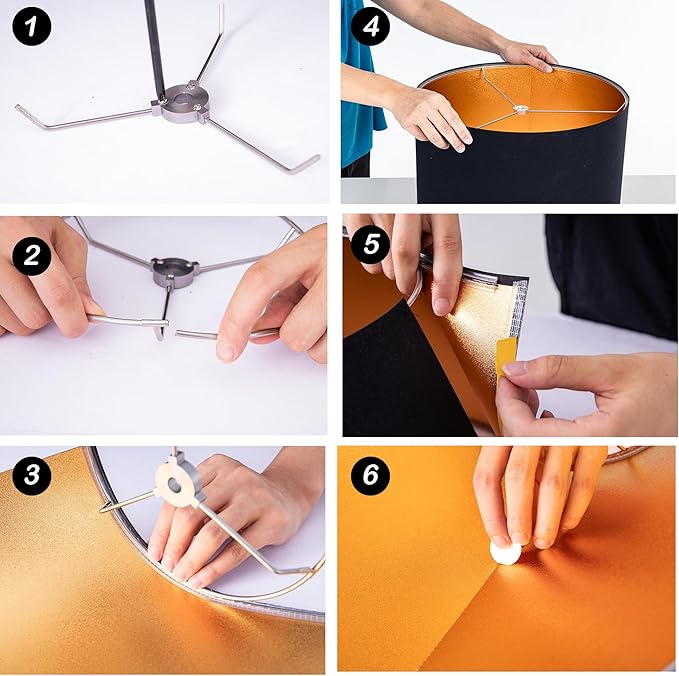 Wellmet 16"x16"x12" Assembly Required Lampshade for Table Lamp, Bedside Lamp, Floor Lamp, Fabric Drum Lampshade Classic Modern Style, Spider Fitter, White