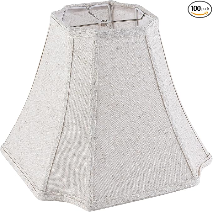 Oatmeal Linen Square Cut Corner Bell Lamp Shade Medium Lampshade 6.25×6.25''Top13×13''Bottom×11''Hight(Spider) Rustic Lamp Shade for Table & Floor Lamp - Lampshade Replacement