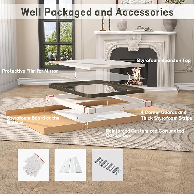 24x32 Inch Bronze Framed Bathroom Mirror, Brushed Bronze Metal Vanity Mirror, Bronze Rectangle Wall Mirror, Rounded Corner, Tempered Glass, Anti-Rust, Shatterproof (Horizontal/Vertical)