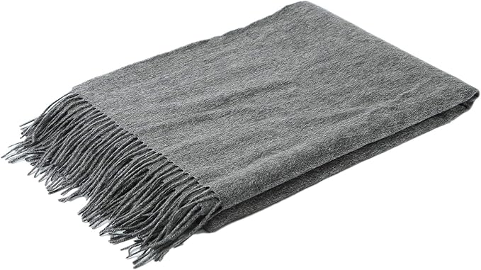 CUDDLE DREAMS Premium Cashmere Throw Blanket with Fringe, Luxuriously Soft (Gray)