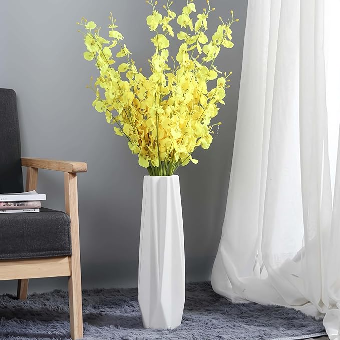 Ceramic Large Floor Vase, GDSZJLJ White 17.7" Tall Flower Vase Decorative Vases for Living Room Modern Home Decor Office Bedroom Kitchen Wedding House Décor, Gift for Wedding Housewarming