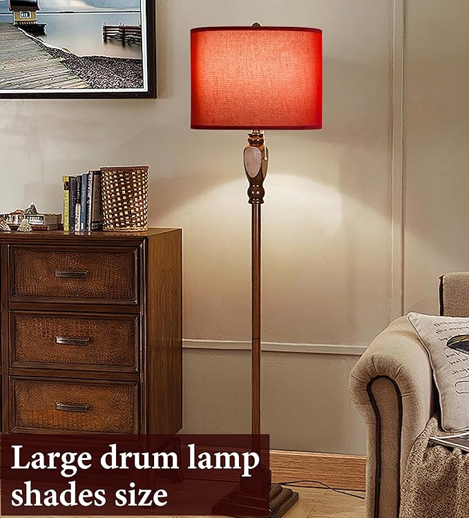 GOSO Large Burgundy Lamp Shade Set 1, 16"×12" Spider Fitter,Replacement Lampshade for Floor Lamps,Victoria Natural Shade for Side Table Lamps Bedroom-Simple Assembly (Harp and Finials Not Included)
