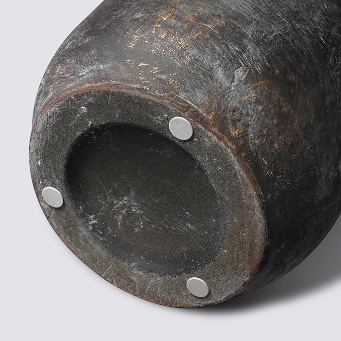 Rustic Ceramic Vase, Terracotta Pottery Decorative Vase, Farmhouse Decor for Living Room, Home, Fireplace, Shelf Decor, 9 Inch, Bronze