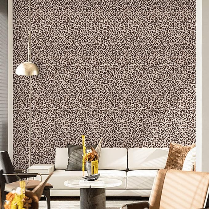 Ismoon 17.5''x78.7'' Leopard Wallpaper Cheetah Print Peel and Stick Wallpaper y2k Room Decor Funky Contact Paper Bathroom Waterproof Bedroom Brown Yellow Self Adhesive Vintage Texture Vinyl Roll