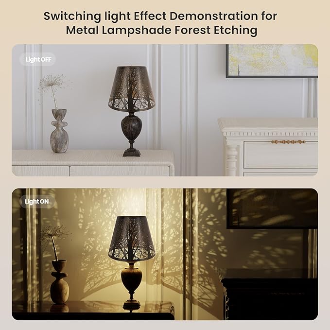 Lampshades for table lamp,metal lamp shade,small lamp shades,lamp shades for floor lamps,lamp cover,vintage lamp shade,6" Top x 10" Bottom x 7.5" High (Spider) & Bedside Lamp-Antique Bronze Gold