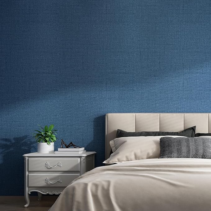 Grasscloth Wallpaper Textured 20.8"x394" (Blue, 20.8"x394")