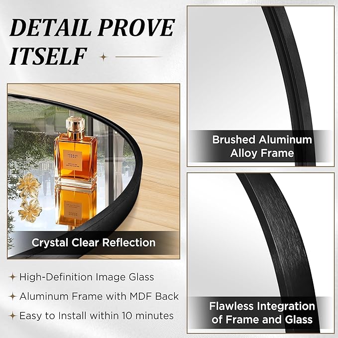 Irregular Wall Mirror, 24"x40" Black Abstract Asymmetrical Mirrors for Wall, Decorative Cloud Aesthetic Mirror for Bathroom, Bedroom, Cloakroom, Entryway, Shatter-Proof Aluminum Alloy Frame