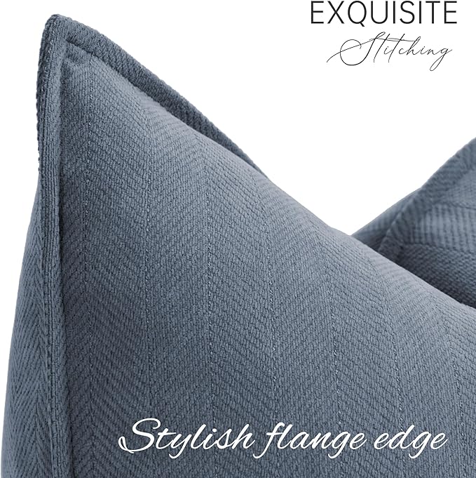 ZWJD Dusty Blue Pillow Covers 22x22 Set of 2 Chenille Throw Pillow Covers with Elegant Design Soft and Luxurious Decorative Throw Pillows for Couch, Bed, and Home Decor,Dusty Blue