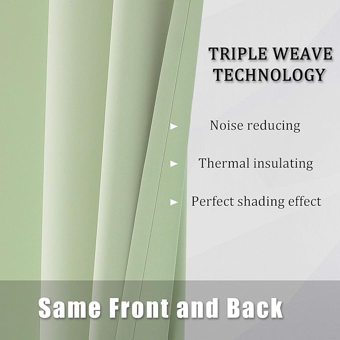 DUALIFE Light Green Blackout Curtain Panels/Drapes for Living Room 84 inch Length Solid Energy Efficient Room Darkening Bedroom Curtains Thermal Insulated Grommet Top 42x84 inch Set of 2 Panels