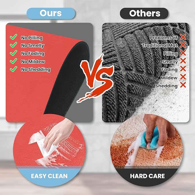 Extra Long Bathroom Rugs Diatomaceous Earth Bath mat Super Absorbent Quick Dry Non Slip Bath Mat Thin Runner Rug Fit Under Door-Shower Rug for in Front of Bathtub Shower, Red, 23.6"x47.2"