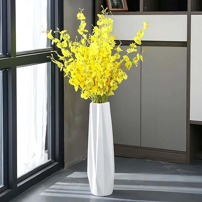 Ceramic Large Floor Vase, GDSZJLJ White 17.7" Tall Flower Vase Decorative Vases for Living Room Modern Home Decor Office Bedroom Kitchen Wedding House Décor, Gift for Wedding Housewarming
