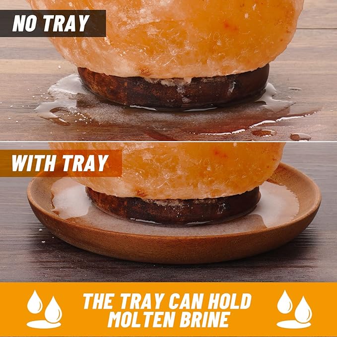 1 Pack Salt Lamp Cord Replacement with 1 Pack Wooden Tray and 8 Pack 15 Watts E12 Halogen Salt Lamp Bulbs